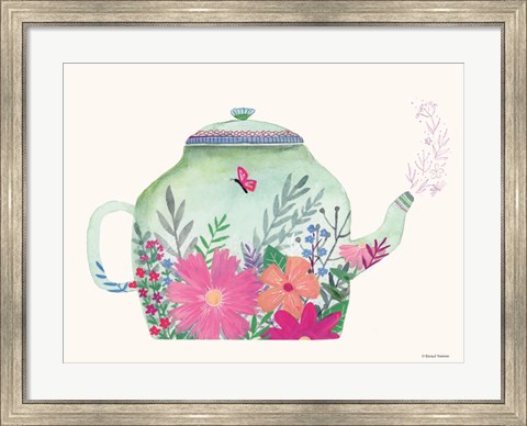 Framed Garden Teapot Print