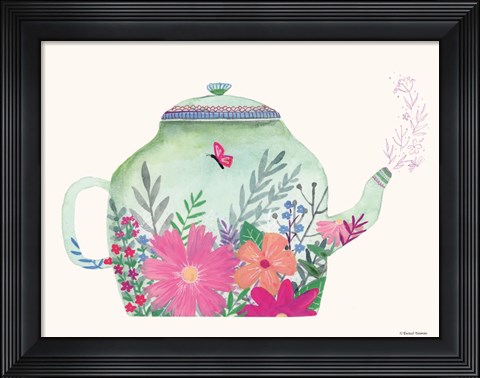 Framed Garden Teapot Print