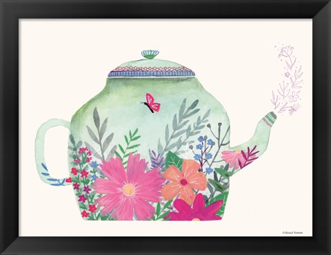 Framed Garden Teapot Print