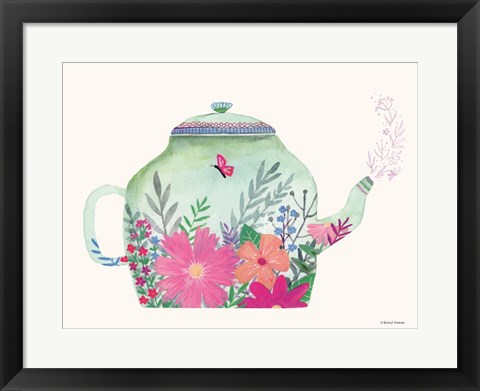 Framed Garden Teapot Print