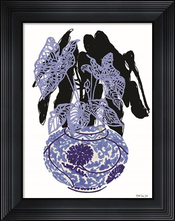 Framed Tropical Plant in Blue Print