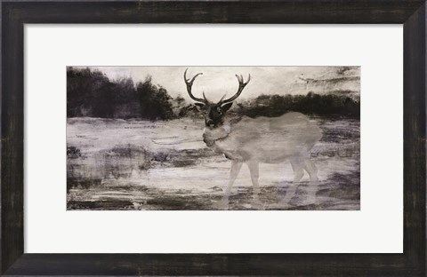 Framed Bull in Forest 2 Print