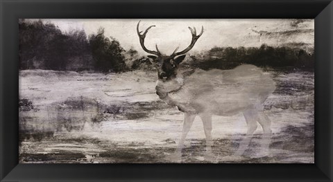 Framed Bull in Forest 2 Print