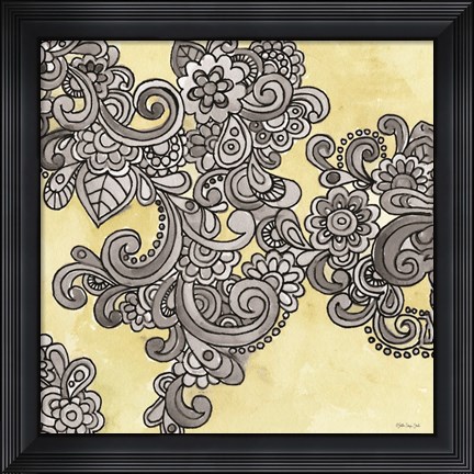 Framed Yellow--Gray Pattern 1 Print