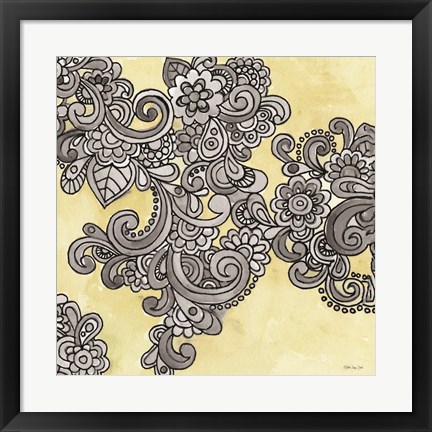 Framed Yellow--Gray Pattern 1 Print