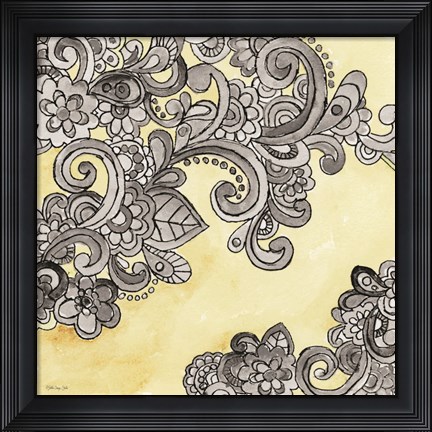 Framed Yellow--Gray Pattern 2 Print