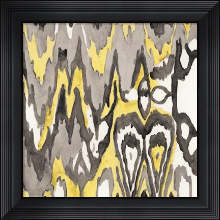 Framed Yellow-Gray Ikat 1 Print