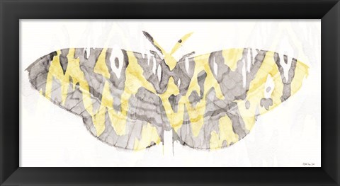 Framed Yellow-Gray Patterned Moth 1 Print