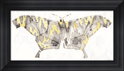 Framed Yellow-Gray Patterned Moth 2 Print