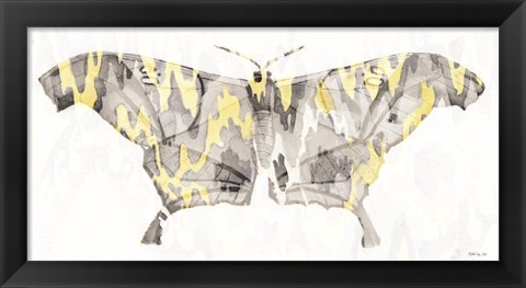 Framed Yellow-Gray Patterned Moth 2 Print