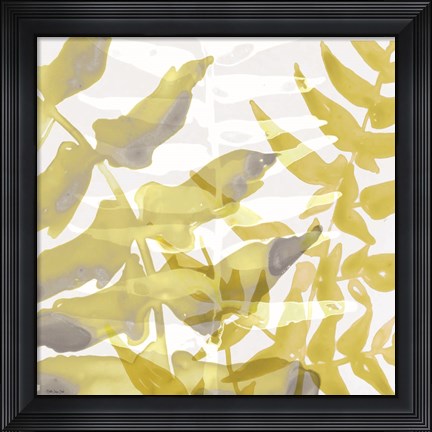 Framed Yellow-Gray Leaves 1 Print