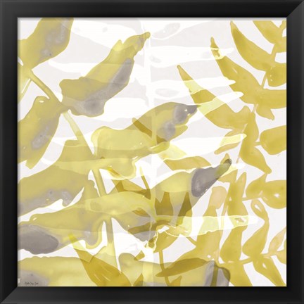 Framed Yellow-Gray Leaves 1 Print