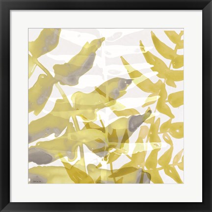 Framed Yellow-Gray Leaves 1 Print