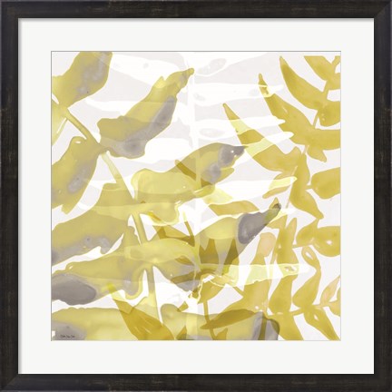 Framed Yellow-Gray Leaves 1 Print