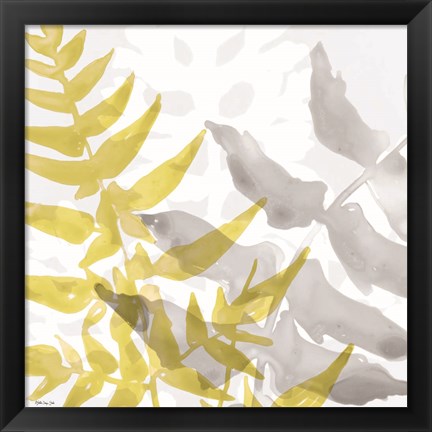 Framed Yellow-Gray Leaves 2 Print