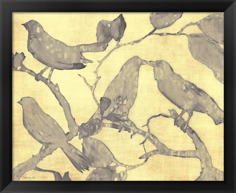 Framed Yellow-Gray Birds 1 Print