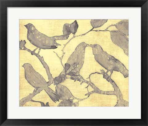 Framed Yellow-Gray Birds 1 Print