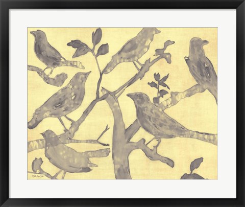 Framed Yellow-Gray Birds 2 Print
