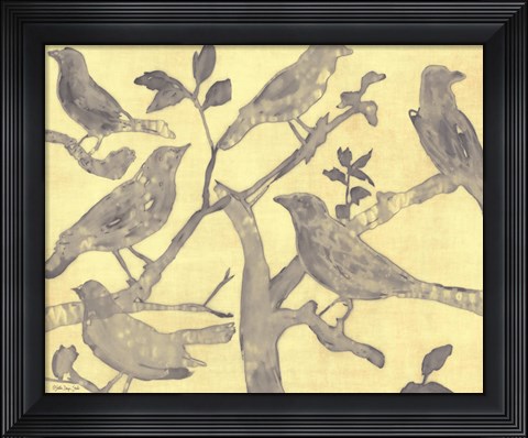 Framed Yellow-Gray Birds 2 Print