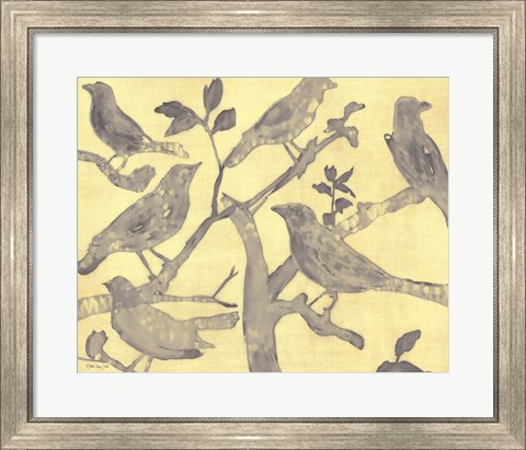 Framed Yellow-Gray Birds 2 Print