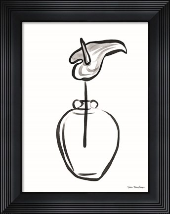 Framed Flower and Pot Drawing Print
