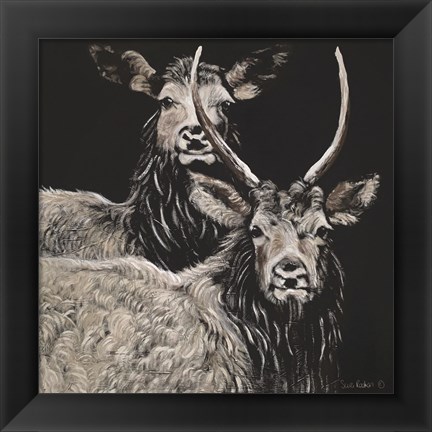 Framed Two Woodland Deer Print