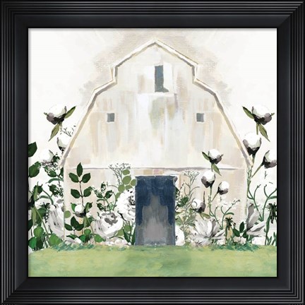 Framed White Floral Barn Print