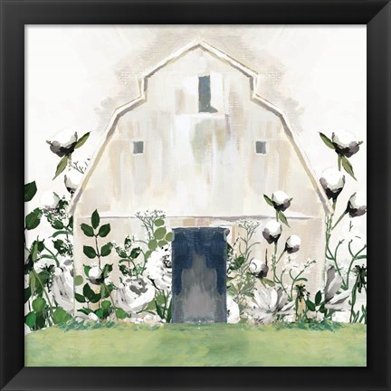 Framed White Floral Barn Print