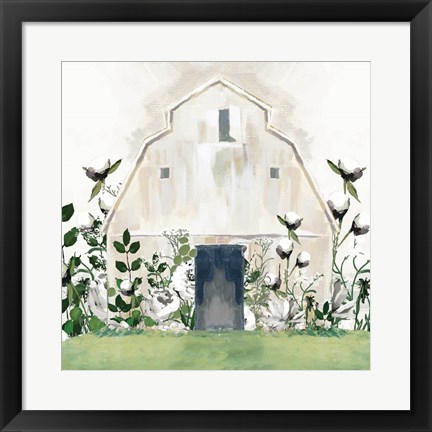 Framed White Floral Barn Print