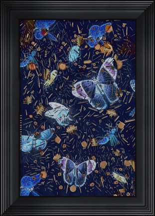 Framed Confetti with Butterflies II Print