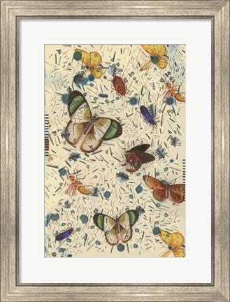 Framed Confetti with Butterflies III Print