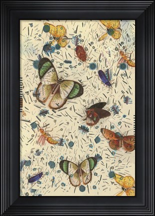 Framed Confetti with Butterflies III Print