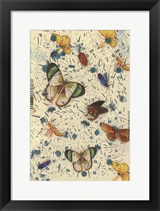 Framed Confetti with Butterflies III Print