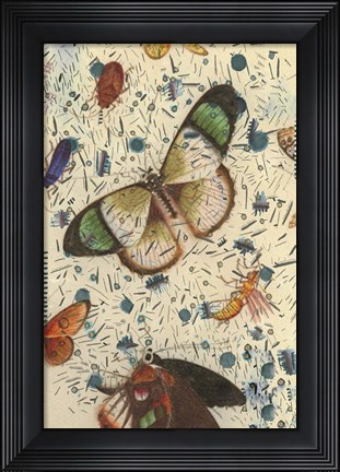 Framed Confetti with Butterflies IV Print