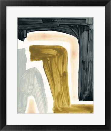 Framed Brushy Shapes III Print
