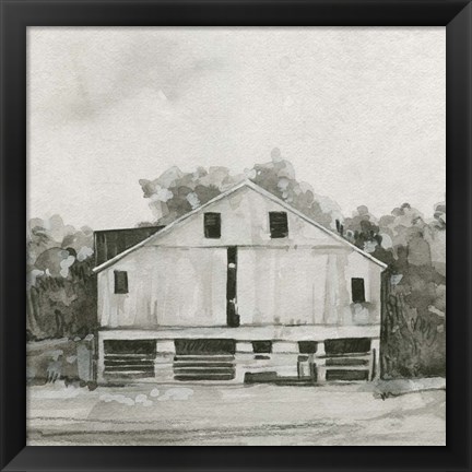 Framed Solemn Barn Sketch I Print