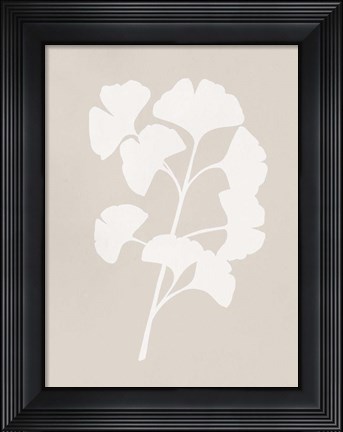 Framed Ginkgo Branch I Print