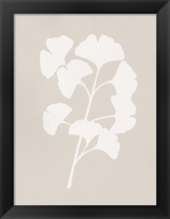 Framed Ginkgo Branch I Print