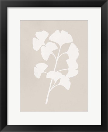Framed Ginkgo Branch I Print