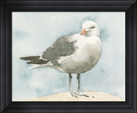 Framed Simple Seagull I Print
