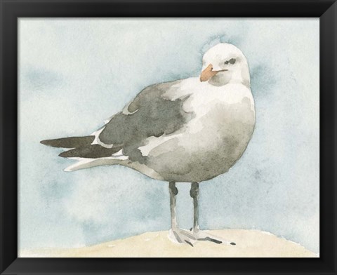 Framed Simple Seagull I Print