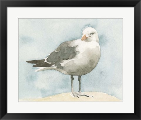 Framed Simple Seagull I Print