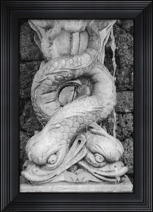 Framed Black &amp; White Fountain Detail I Print