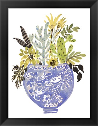 Framed Painted Vase of Flowers I Print