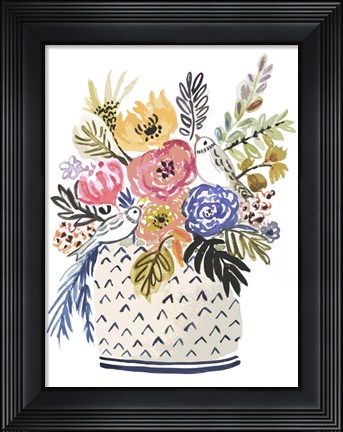 Framed Painted Vase of Flowers II Print