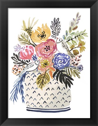 Framed Painted Vase of Flowers II Print
