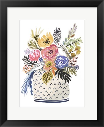 Framed Painted Vase of Flowers II Print