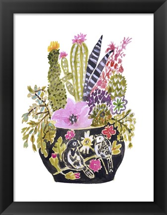 Framed Painted Vase of Flowers III Print