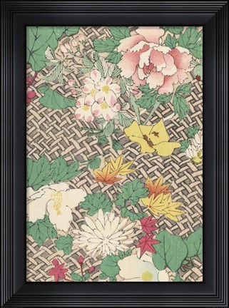 Framed Japanese Floral Design IV Print