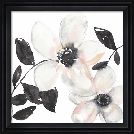 Framed Black &amp; Blush Anemone I Print